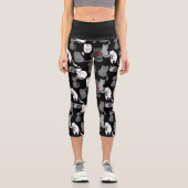 valentines cats heart black white capri leggings (Vorderseite)