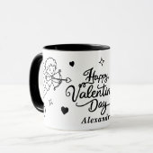 Valentines Cherub & Romantic Doodle Personalized Tasse (Vorderseite Links)