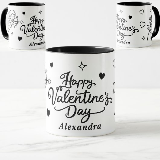 Valentines Cherub & Romantic Doodle Personalized Tasse