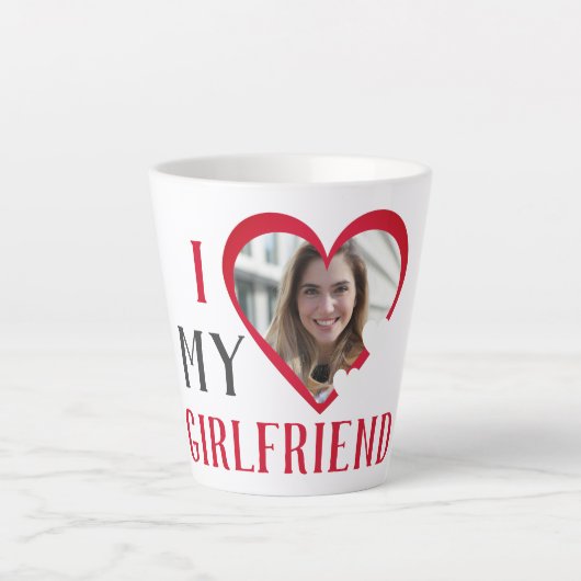 Valentines Couple Heart Custom Personalisiert Foto Milchtasse (Vorderseite)