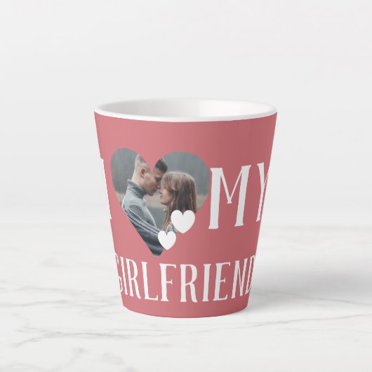 Valentines Couple Heart Custom Personalisiert Foto Milchtasse (Vorderseite)
