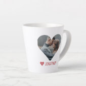 Valentines Couple Heart Custom Personalisiert Foto Milchtasse (Rechte Ecke)