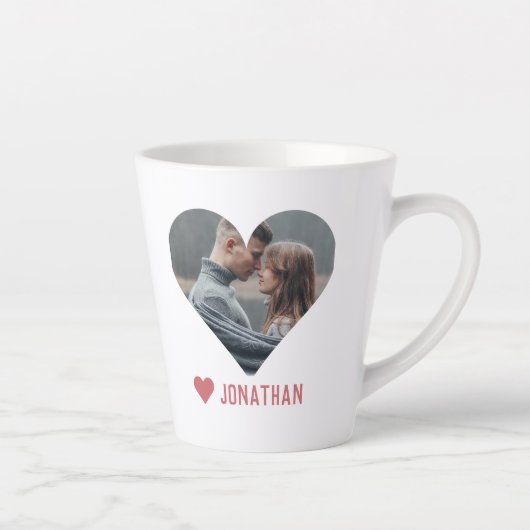 Valentines Couple Heart Custom Personalisiert Foto Milchtasse (Rechts)