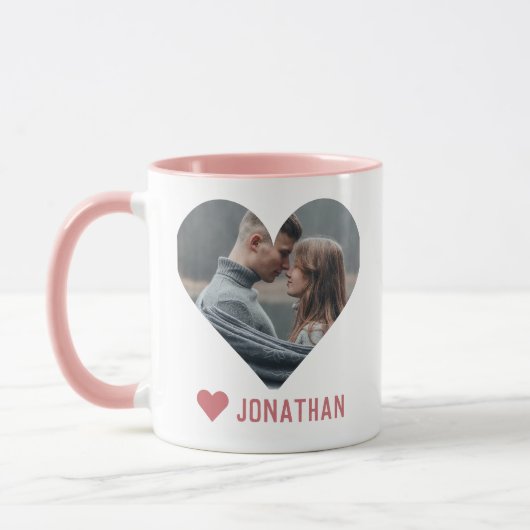 Valentines Couple Heart Custom Personalisiert Foto Tasse (Links)