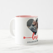 Valentines Couple Heart Custom Personalisiert Foto Zweifarbige Tasse (Vorderseite Links)