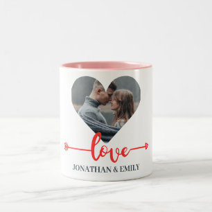 Valentines Couple Heart Custom Personalisiert Foto Zweifarbige Tasse