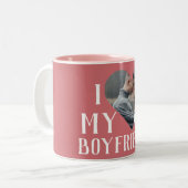 Valentines Couple Heart Custom Personalisiert Foto Zweifarbige Tasse (Vorderseite Links)