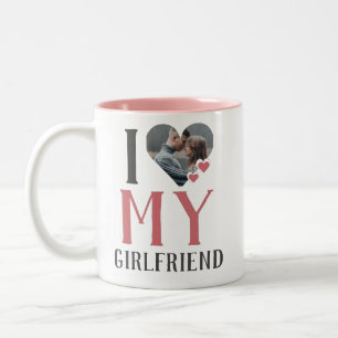 Valentines Couple Heart Custom Personalisiert Foto Zweifarbige Tasse