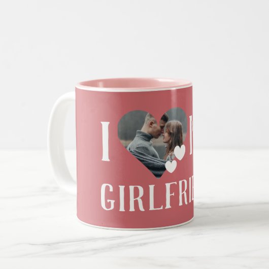 Valentines Couple Heart Custom Personalisiert Foto Zweifarbige Tasse (Vorderseite Links)