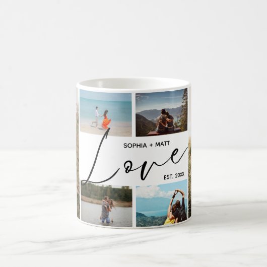 Valentines Couples Keepsake Photo Collage Kaffeetasse (Mittel)
