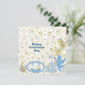 Valentines Cupid Blue Gold Sparkasse Romantische N (Stehend Vorderseite)