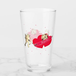 Valentine's Cupid & Hearts  Glas