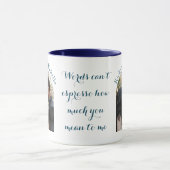 Valentines Custom Foto Names und Liebe Quote Blue Tasse (Zentrum)