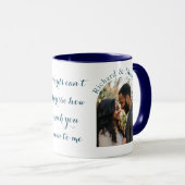 Valentines Custom Foto Names und Liebe Quote Blue Tasse (VorderseiteRechts)