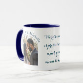 Valentines Custom Foto Names und Liebe Quote Blue Tasse (Vorderseite Links)