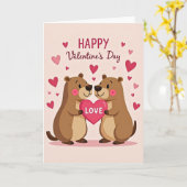 Valentines Cute Bear Couple Love Card Karte (Gelbe Blume)