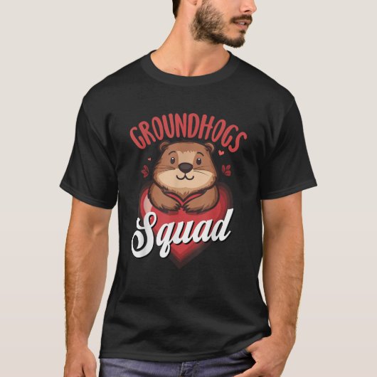 Valentines Cute Groundhog Squad for Happy Groundho T-Shirt (Vorderseite)