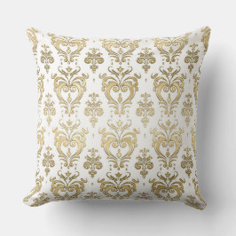 Valentine's Damask von elegantem Weiß- und Goldher Kissen