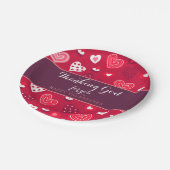 Valentines dankt Gott für euch Herzen Pappteller (Schrägansicht)