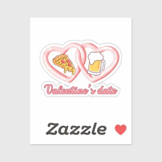 Valentine's Date Pizza Beer Aufkleber (Blatt)