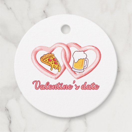 Valentine's Date Pizza Beer Geschenkanhänger (Vorderseite)