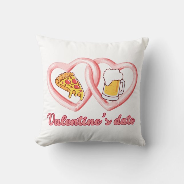 Valentine's Date Pizza Beer Kissen (Vorderseite)