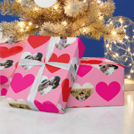 Valentine's Day 4 Photo Red and Pink Heart Pattern Geschenkpapier