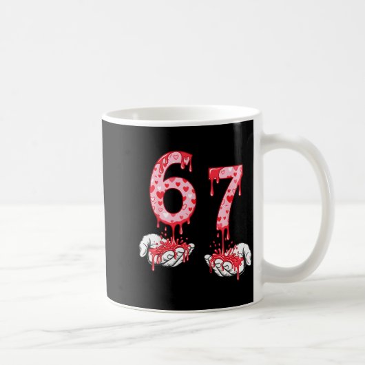 Valentines Day 67 Meme Six Seven 6 7 Valentine Hea Kaffeetasse (Rechts)