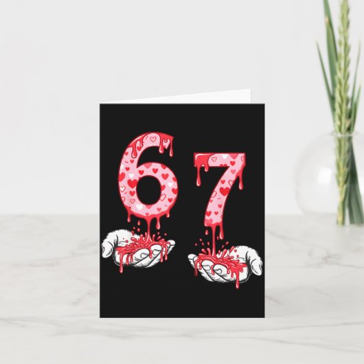 Valentines Day 67 Meme Six Seven 6 7 Valentine Hea Karte (Vorderseite)