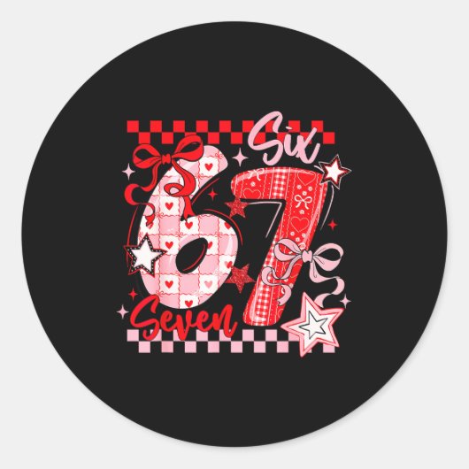 Valentine's Day 67 Six Seven Preppy Hearts Coquett Runder Aufkleber (Vorderseite)