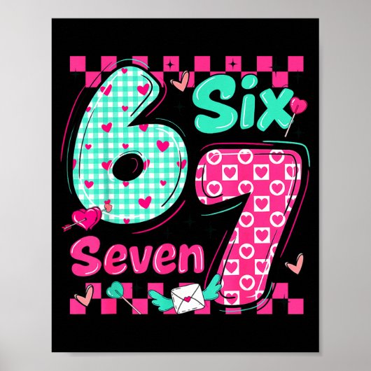 Valentine's Day 6 7 Six Seven Preppy Hearts Couple Poster (Vorne)