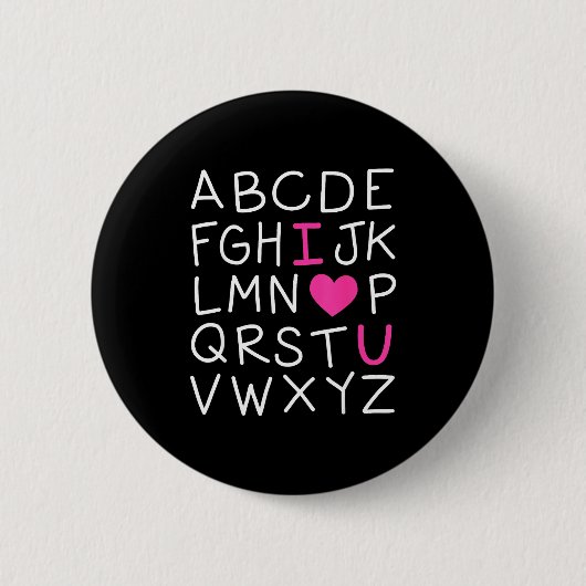 Valentines Day Abc I Love You Alphabet Teacher Gir Button (Vorderseite)