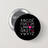 Valentines Day Abc I Love You Alphabet Teacher Gir Button (Vorne & Hinten)