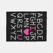 Valentines Day Abc I Love You Alphabet Teacher Gir Fleecedecke (Vorderseite (Horizontal))