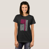 Valentines Day American Flag Hearts pink Distresse T-Shirt (Vorne ganz)