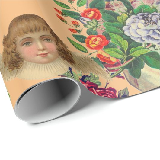 VALENTINE'S DAY ANGELS IN PEACH Wrapping Paper Geschenkpapier (Rolleneckpunkt)