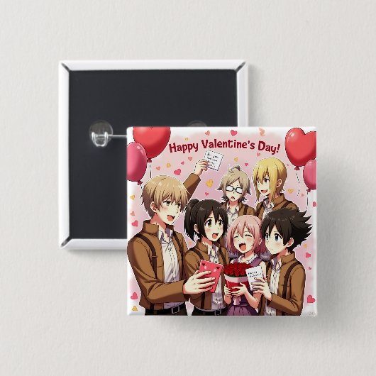 VALENTINE'S DAY ANIME BUTTON (Vorne & Hinten)