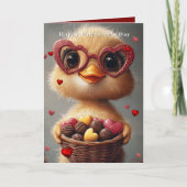 Valentine's Day Baby Duck Heart Glasses Karte (Vorderseite)