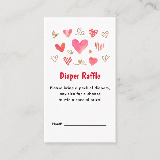 Valentines Day Baby Duwer Diaper Raffle Tickets Begleitkarte (Vorderseite)