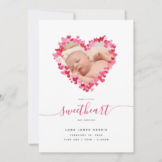 Valentine's Day Baby Flat Announcement Card Ankündigung (Vorderseite)