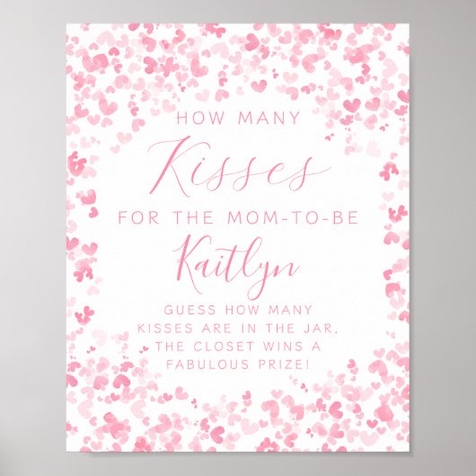 Valentine's Day Baby Shower How Many Kisses Game Poster (Vorne)