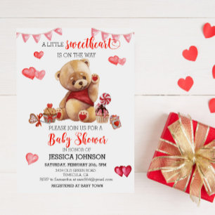 Valentine's Day Baby Shower Teddy Bärenherzen Einladung