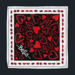 Valentine's Day bandana Rote und schwarze Herzen H Halstuch<br><div class="desc">Die süße Valentinstag Bandana. Personalisieren Sie Ihre Haustiere mit Ihrem Namen. Rote Herzen auf schwarz mit Damenwanzen</div>
