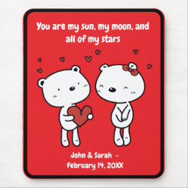 Valentine's Day Bear Heart Joyful Love Laughter  Mousepad