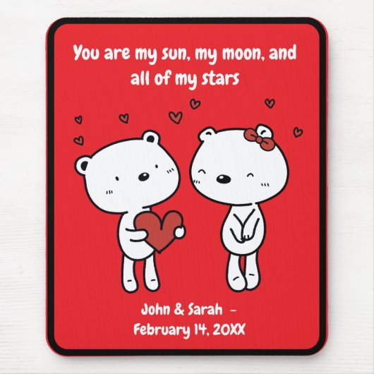 Valentine's Day Bear Heart Joyful Love Laughter  Mousepad (Vorne)