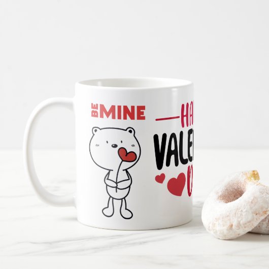 Valentine's Day Bear Love Heart Kaffeetasse (Mit Donut)