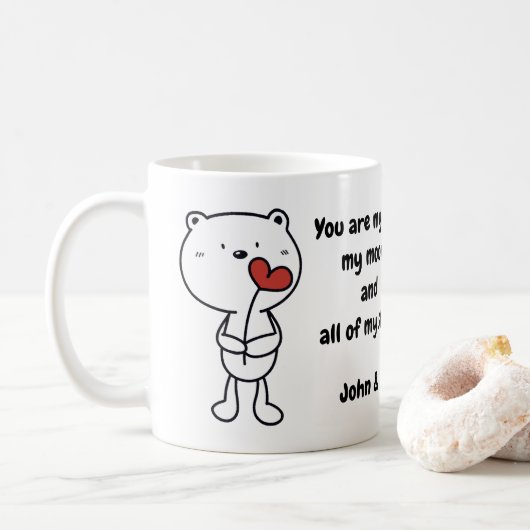 Valentine's Day Bear Love Heart Kaffeetasse (Mit Donut)