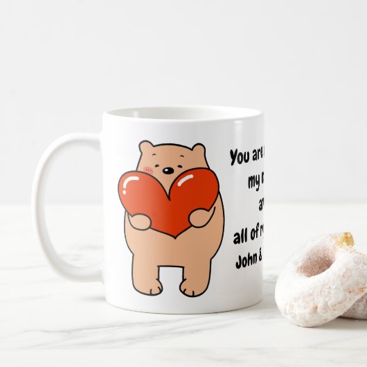 Valentine's Day Bear Love Heart Kaffeetasse (Mit Donut)