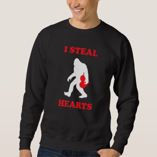 Valentines Day Big Foot I Steal Hearts Boys Men Lo Sweatshirt (Vorderseite)