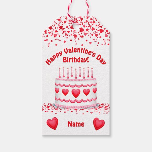 Valentine's Day Birthday Cake Custom Candles Geschenkanhänger (Vorderseite)
